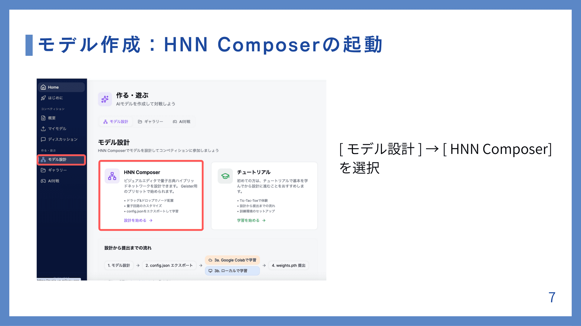 モデル作成：HNN Composerの起動